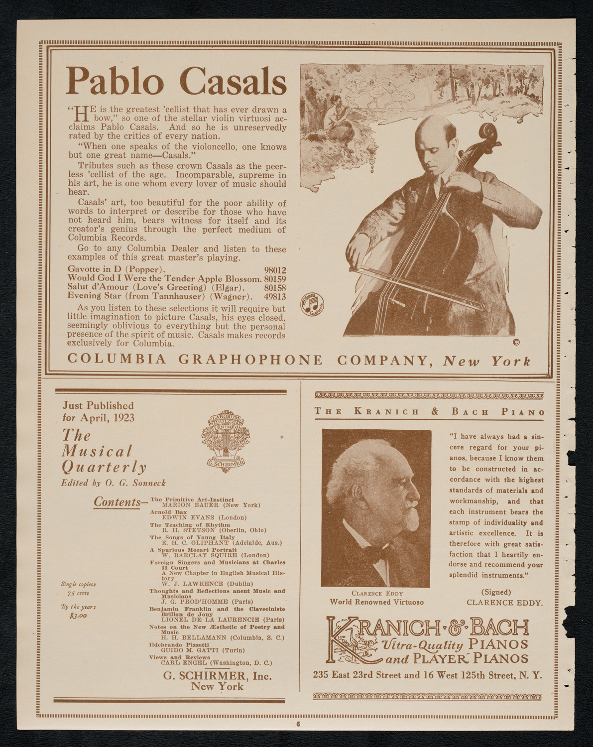 Oratorio Society of New York, April 4, 1923, program page 6