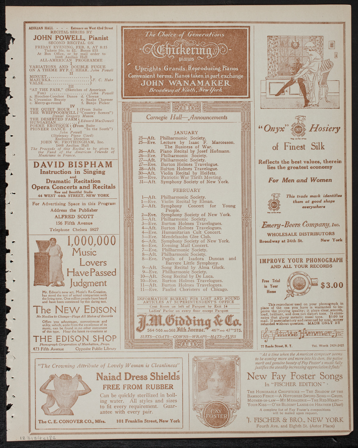 New York Philharmonic, January 24, 1918, program page 3