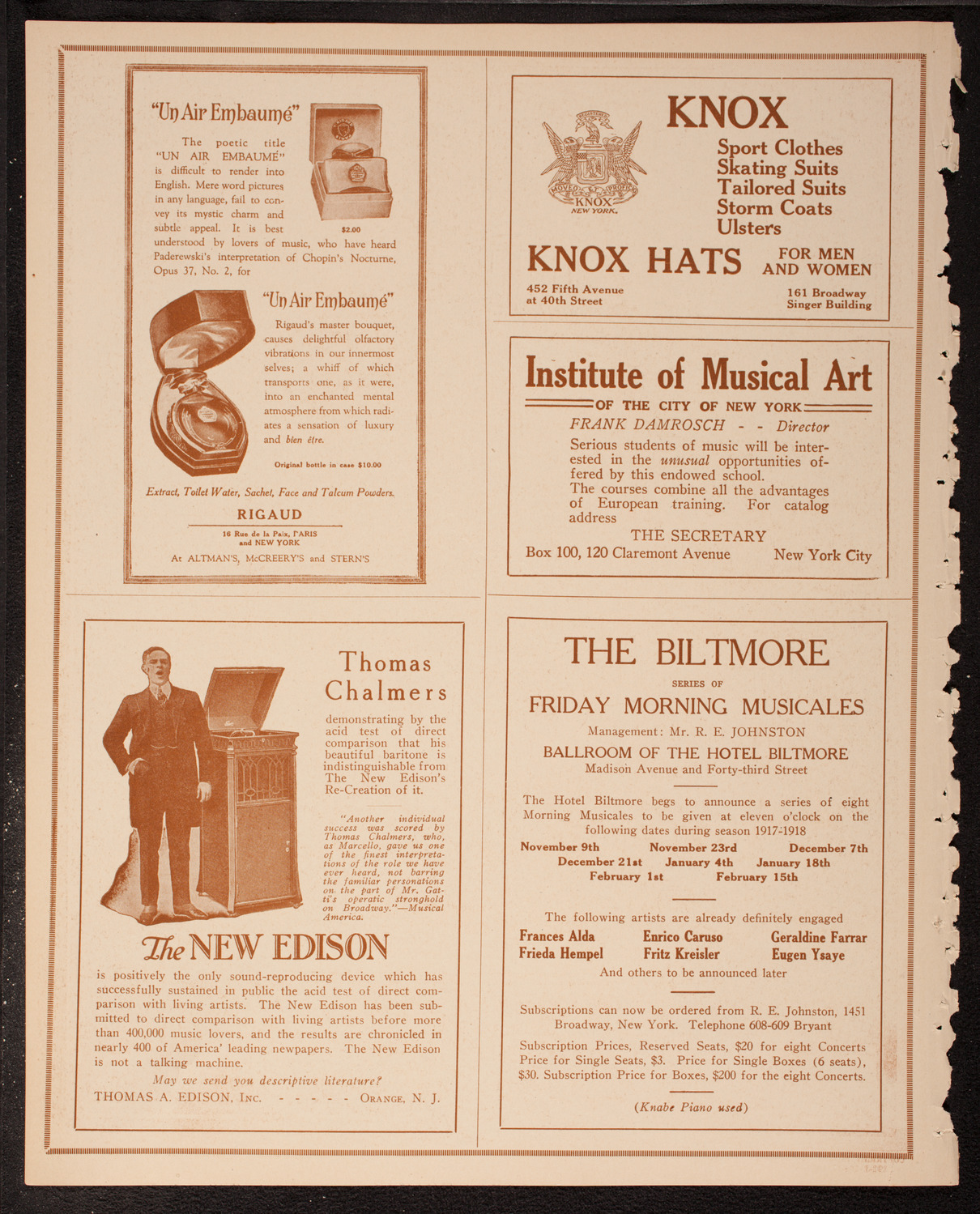 New York Philharmonic, March 10, 1917, program page 2