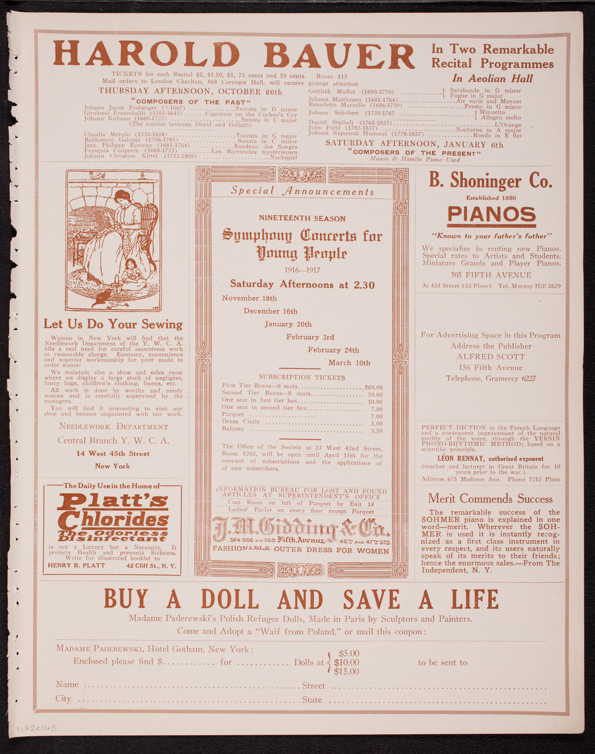 Adriano Ariani's "Saint Francis", October 2, 1916, program page 9