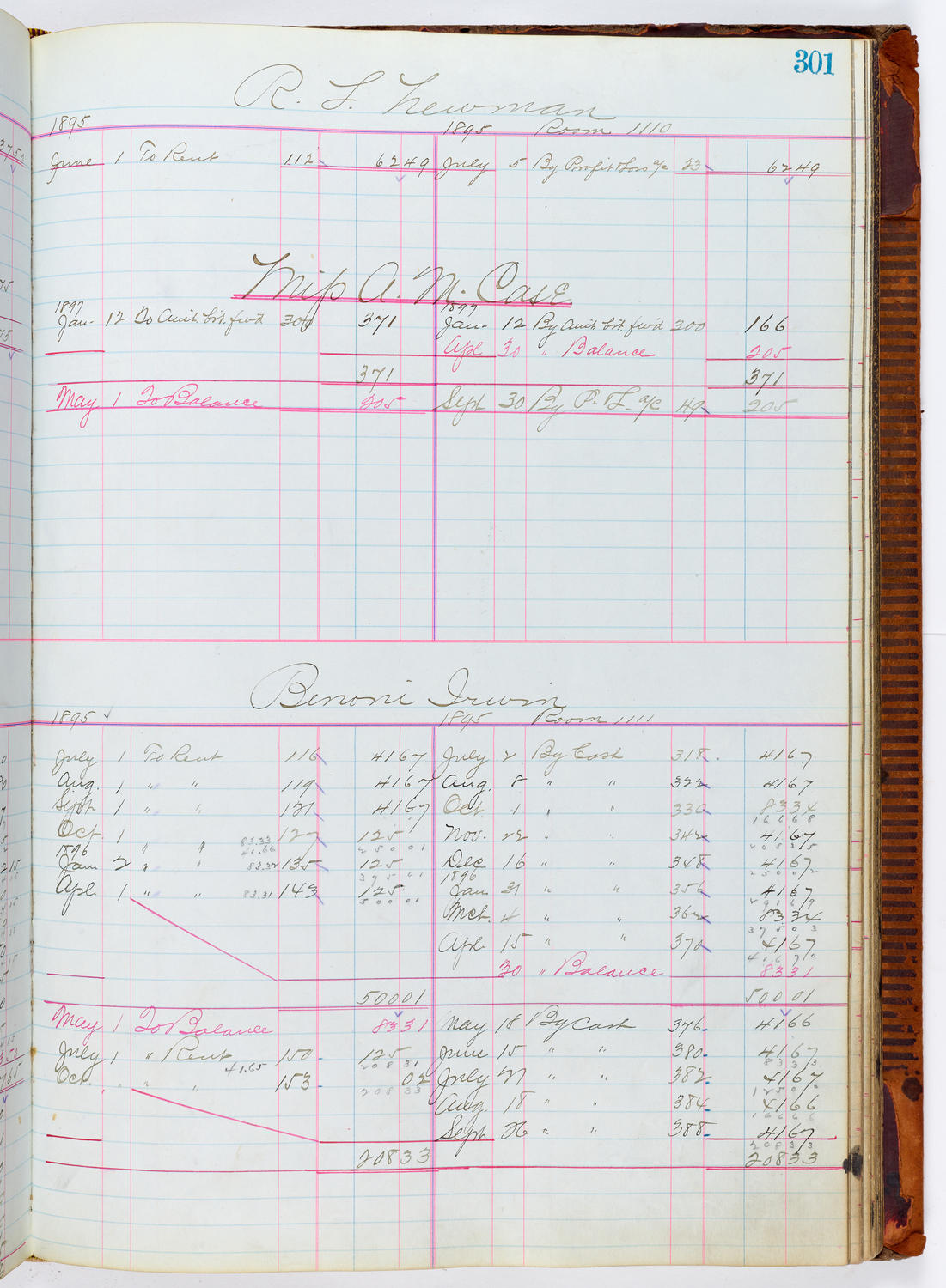 Music Hall Accounting Ledger, volume 1, page 301