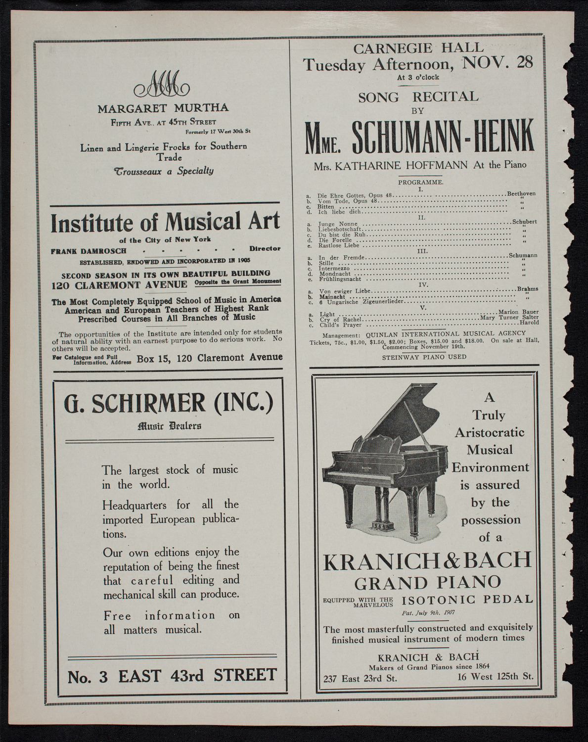 Russian Symphony Society of New York, November 19, 1911, program page 6