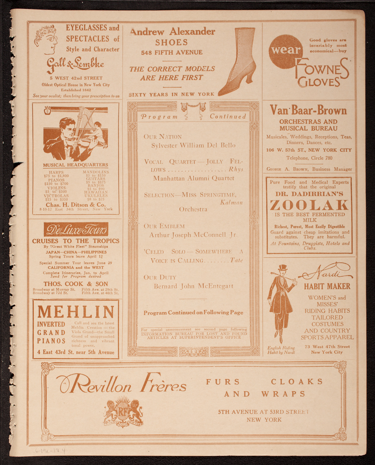 Graduation: Manhattan College, June 19, 1917, program page 7