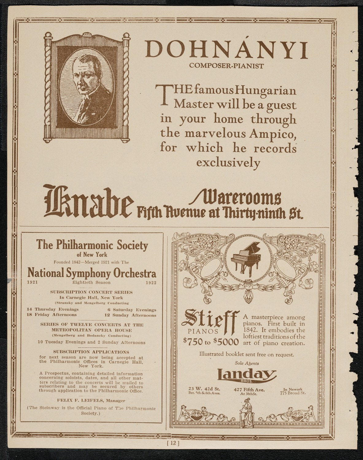 National Symphony Orchestra, April 26, 1921, program page 12