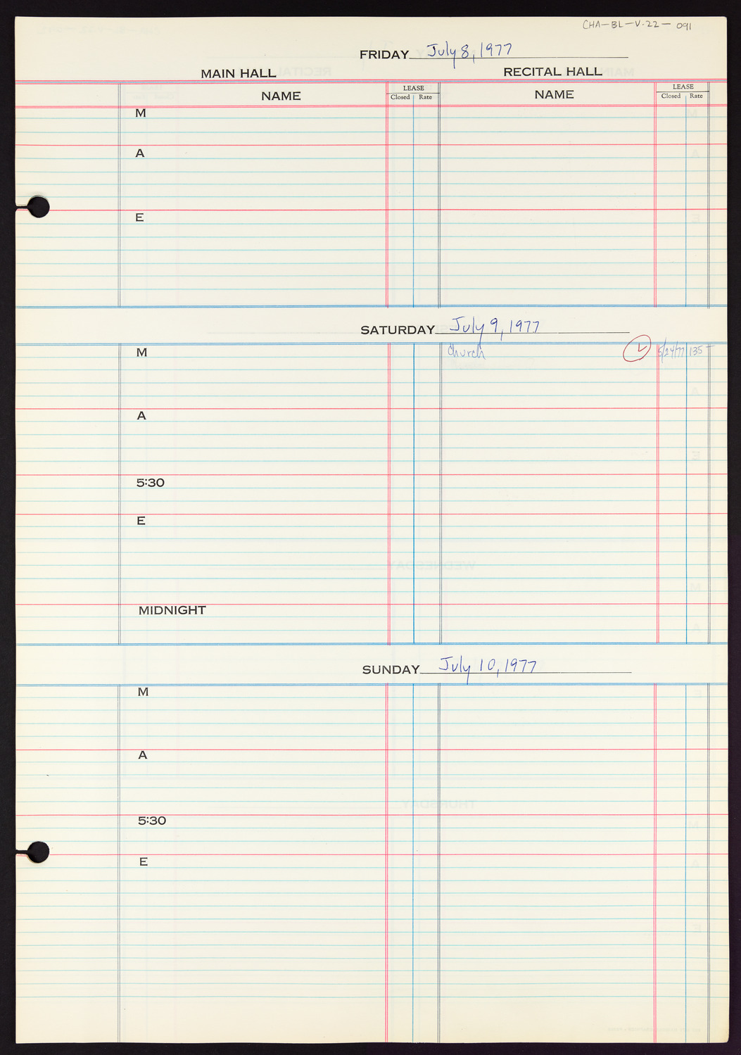 Carnegie Hall Booking Ledger, volume 22, page 91