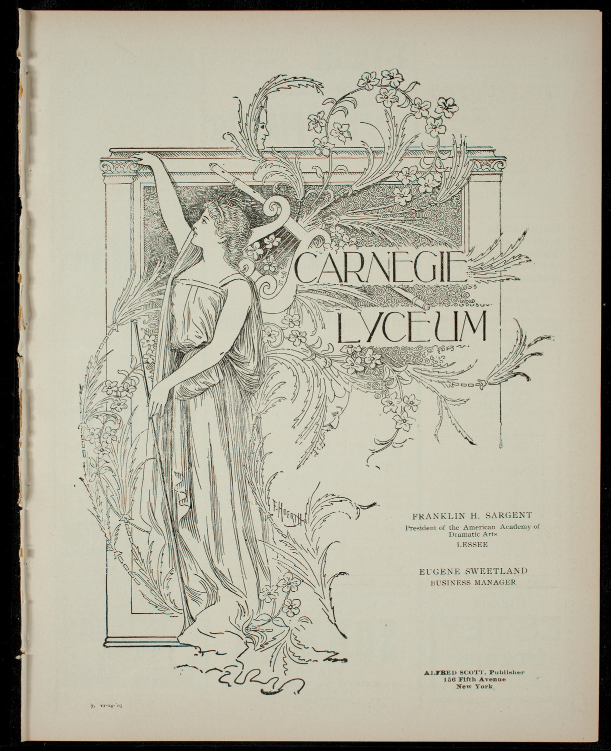 Elmendorf Lecture: Climbing the High Alps, November 24, 1903, program page 1