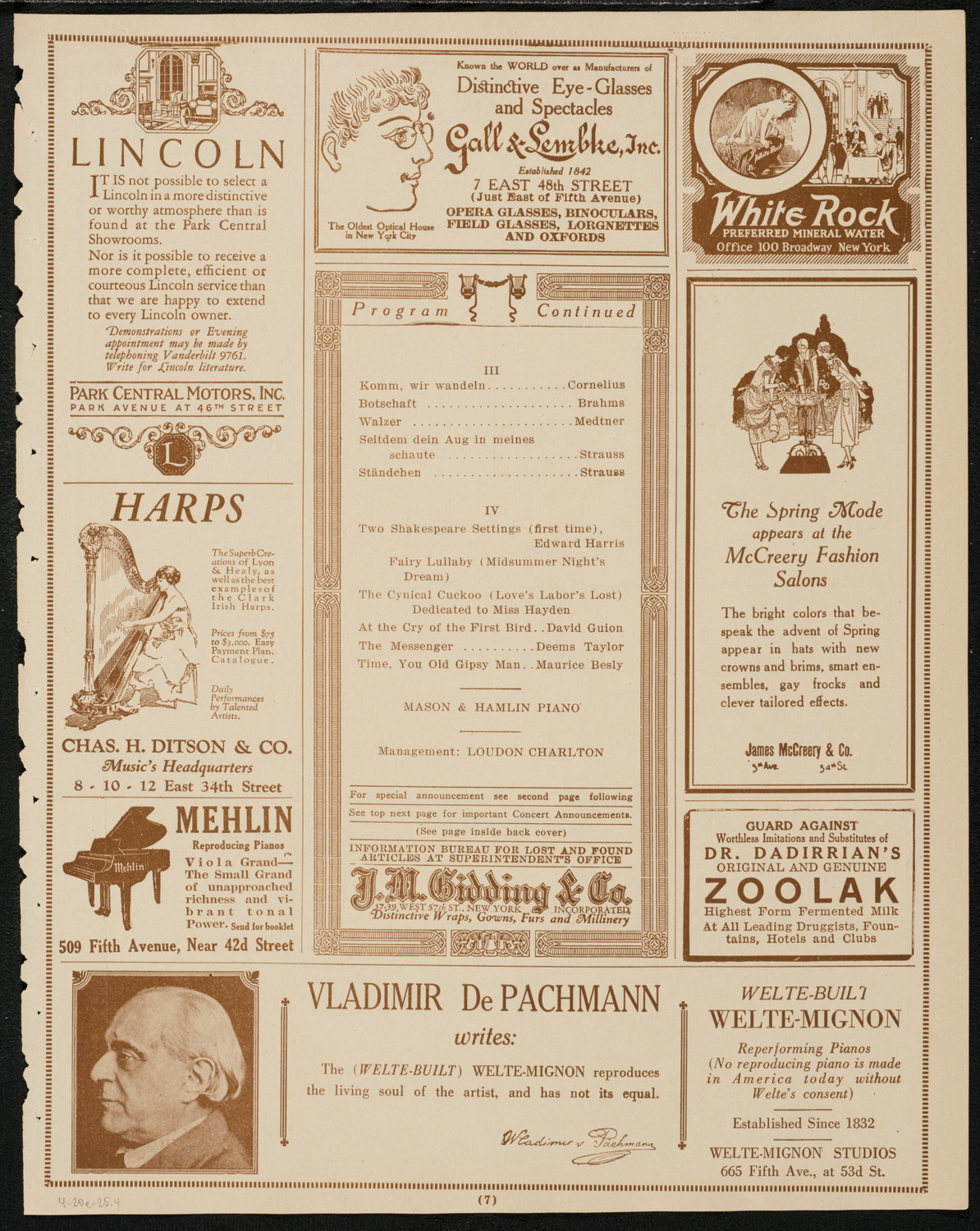 Ethyl Hayden, Soprano, April 20, 1925, program page 7