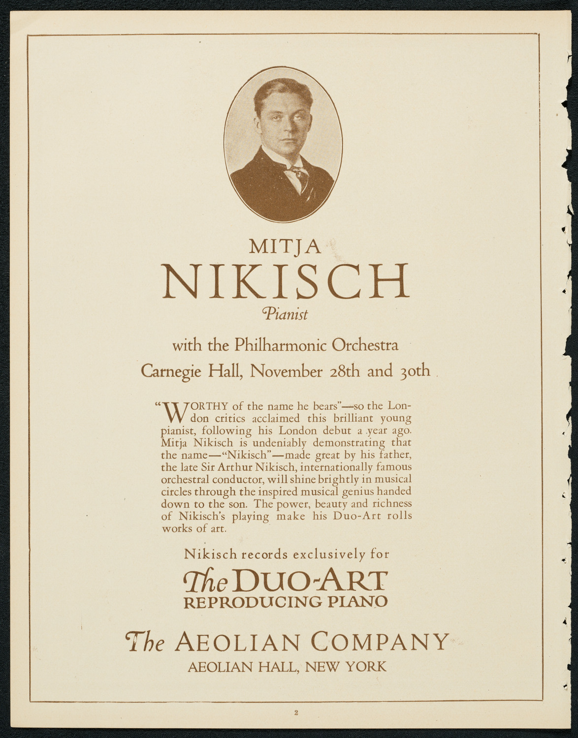 New York Philharmonic, November 28, 1923, program page 2