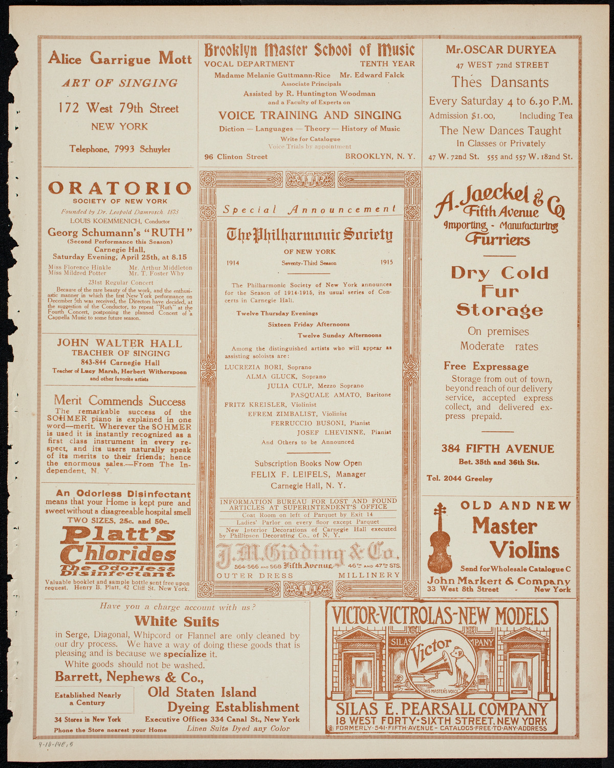 Benefit: German Seamen's Home, April 18, 1914, program page 9