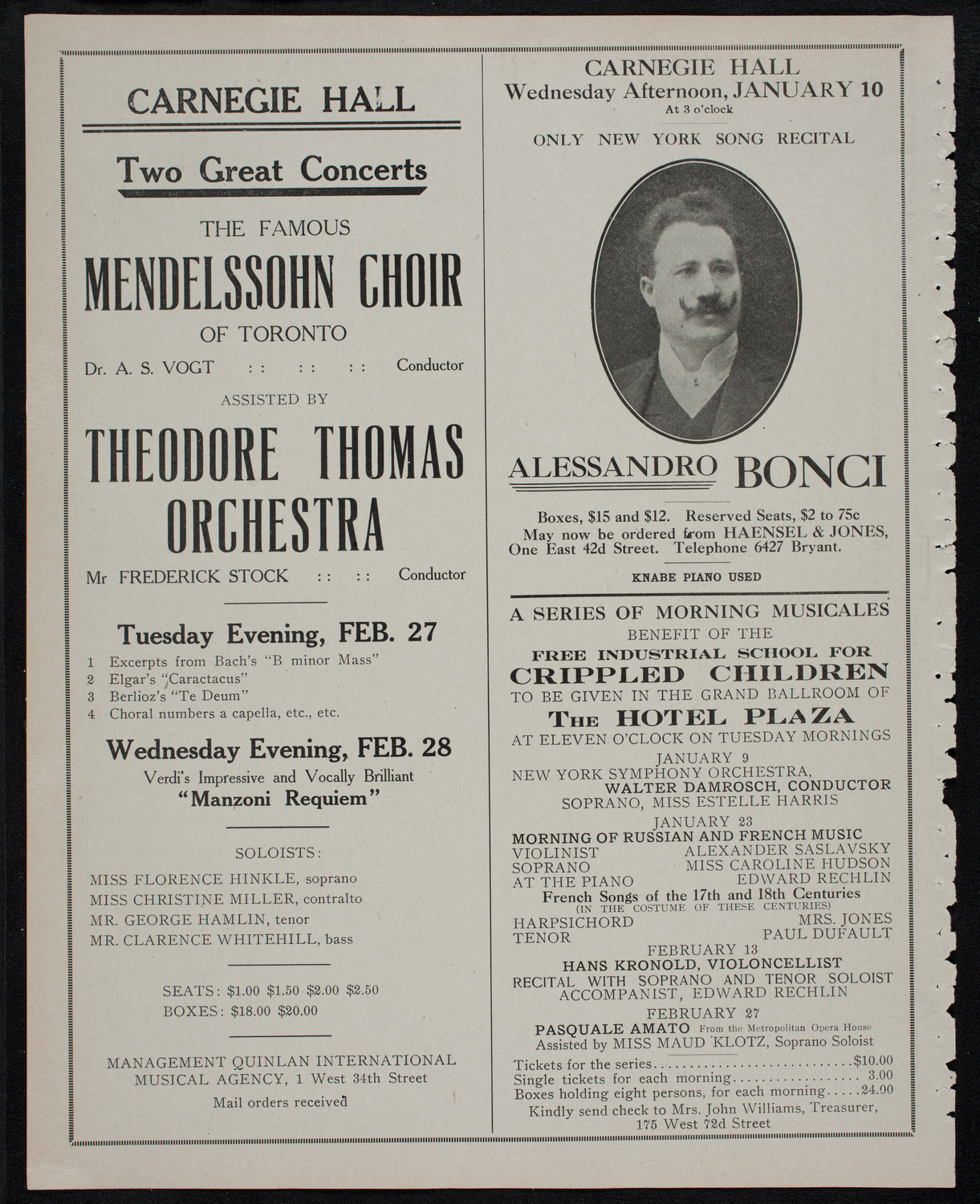 New Year's Concert, December 31, 1911, program page 10