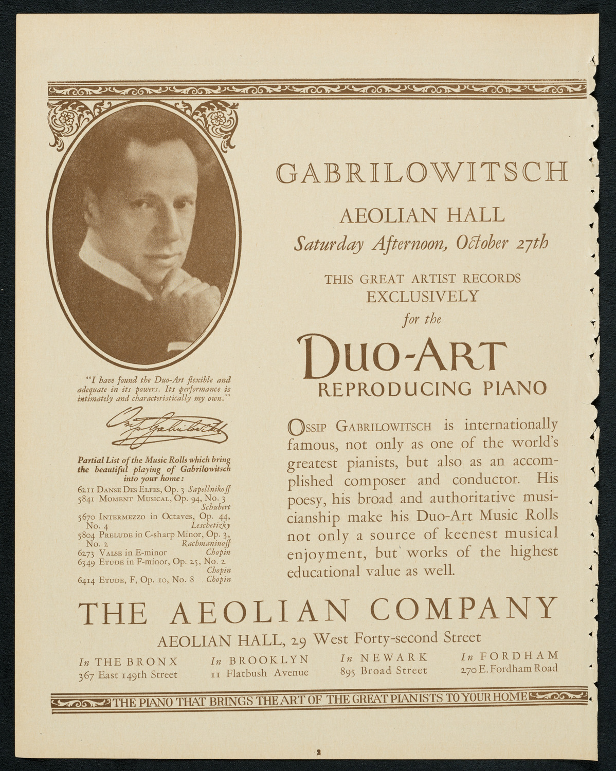 New York Philharmonic, October 25, 1923, program page 2