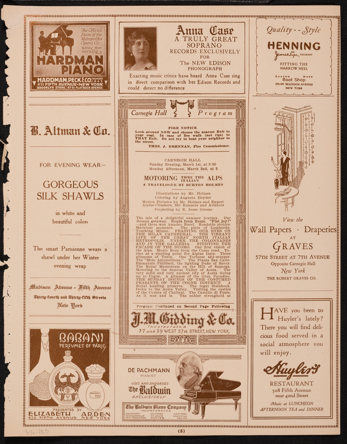 Burton Holmes Travelogue: Motoring Thru the Italian Alps, March 1, 1925, program page 5