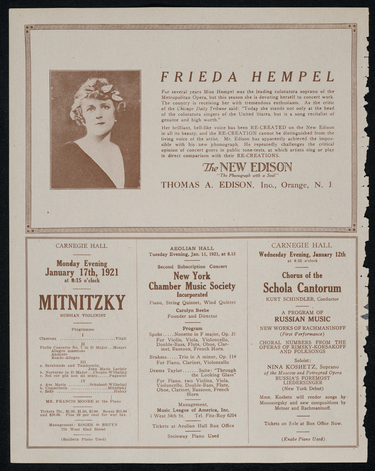 New York Symphony Orchestra, January 7, 1921, program page 2