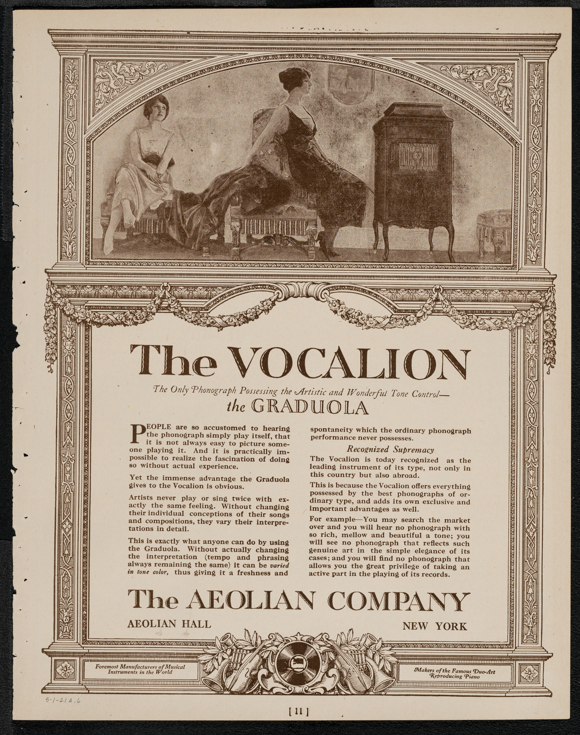 Joseph Schwarz, Baritone, Max Rosen, Violin, and Sara Sokolsky-Freid, Piano, May 1, 1921, program page 11