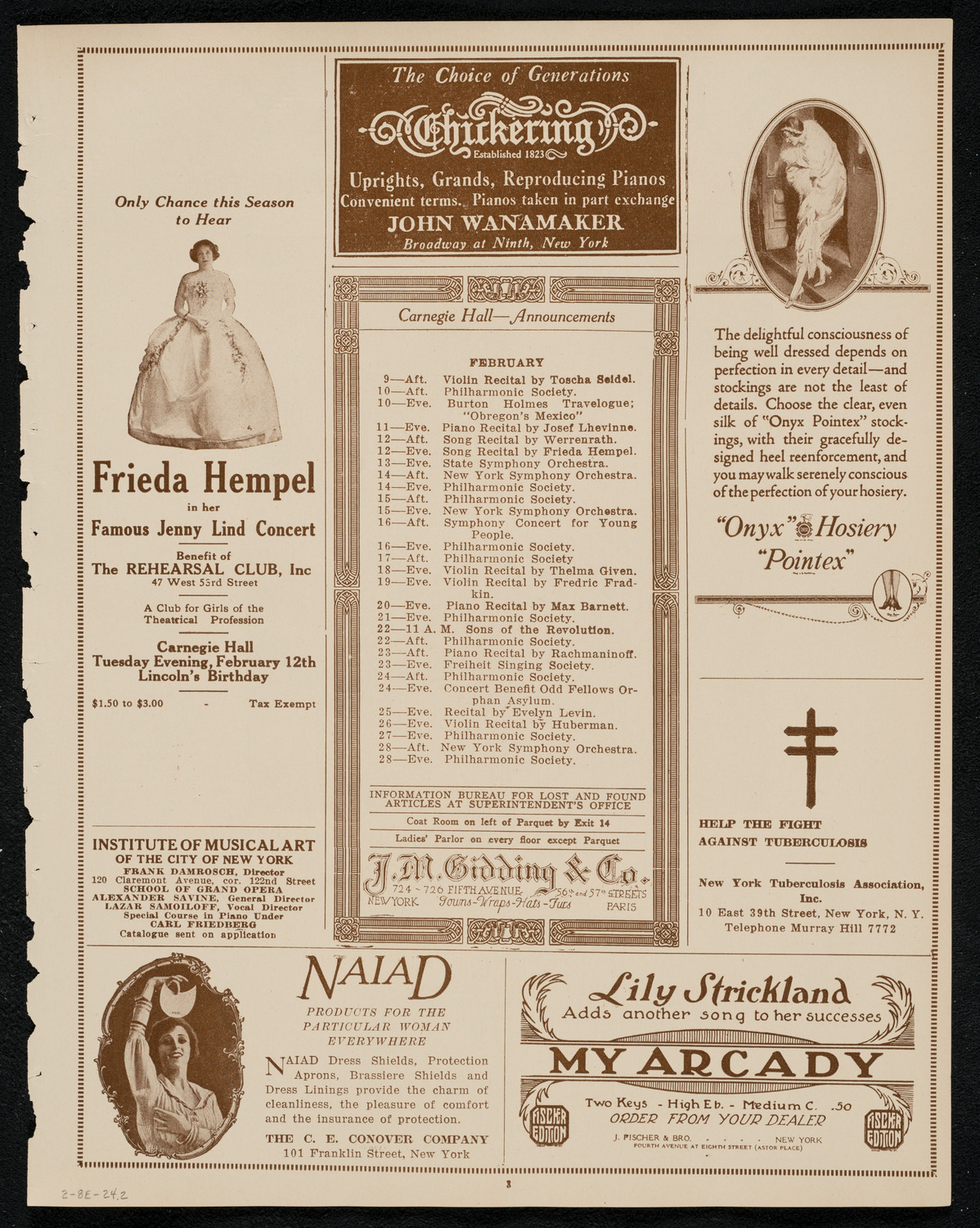Margaret Matzenauer, Mezzo-Soprano, and Mitja Nikisch, Piano, February 8, 1924, program page 3
