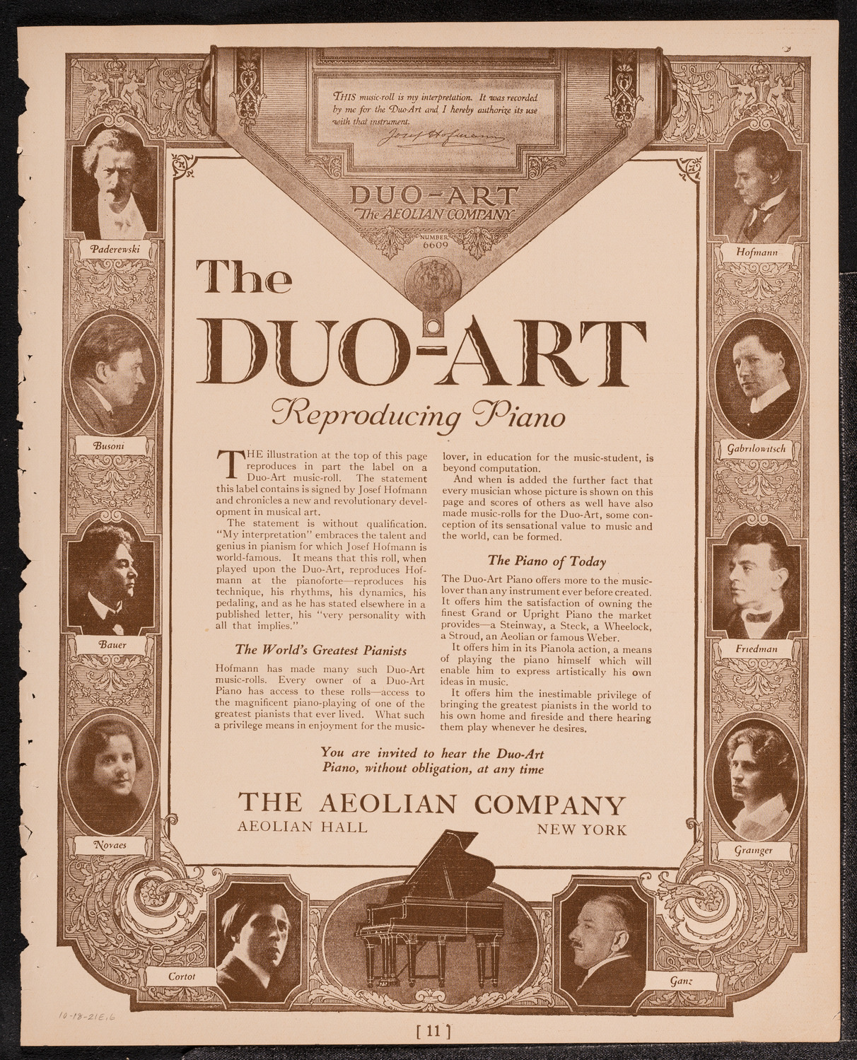 Philadelphia Orchestra, October 18, 1921, program page 11