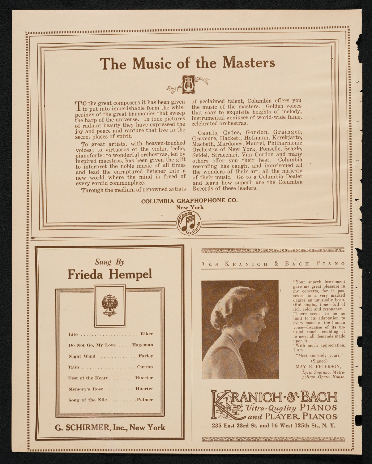 Frieda Hempel, Soprano, January 9, 1923, program page 6