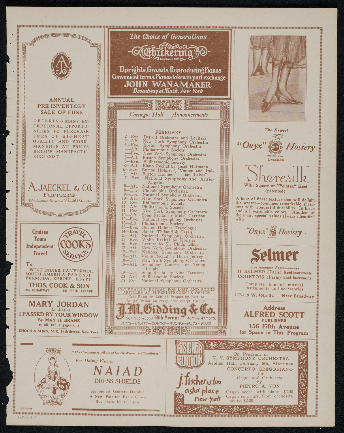 National Symphony Orchestra, February 2, 1921, program page 3