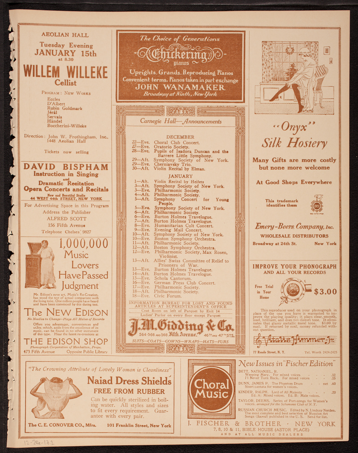 Columbia University Chorus, December 20, 1917, program page 3