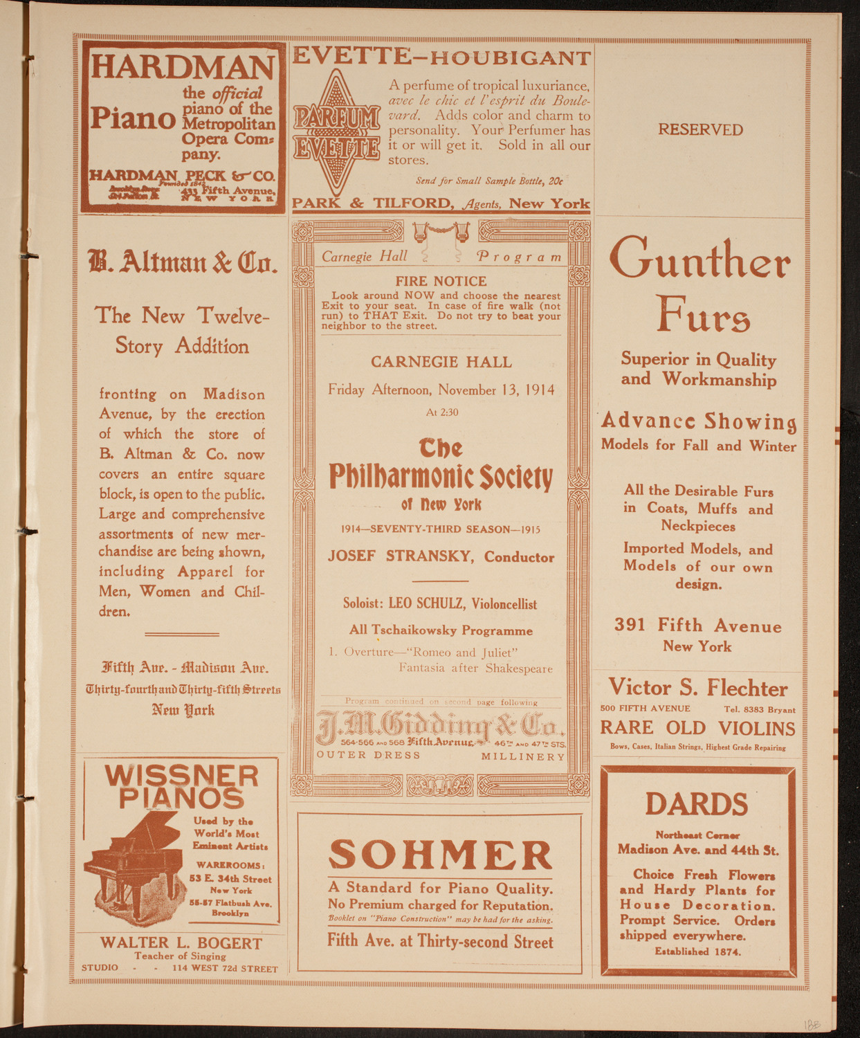 New York Philharmonic, November 13, 1914, program page 5