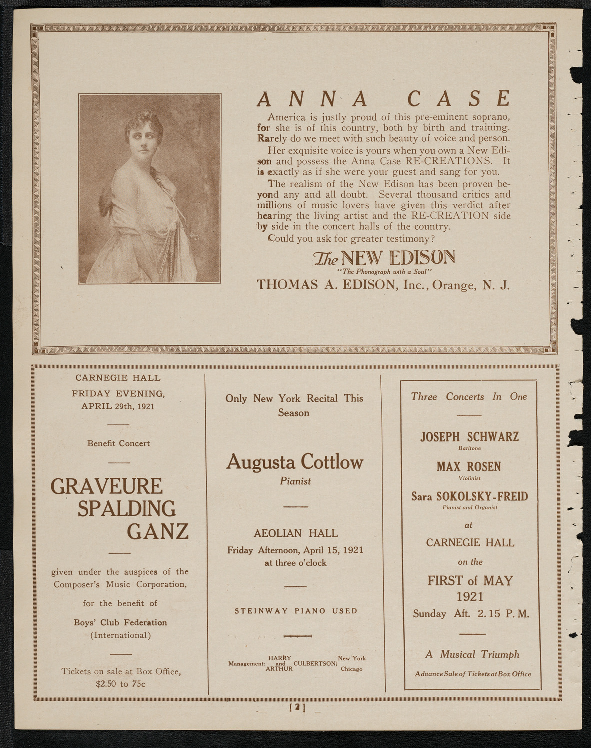 National Symphony Orchestra, April 10, 1921, program page 2