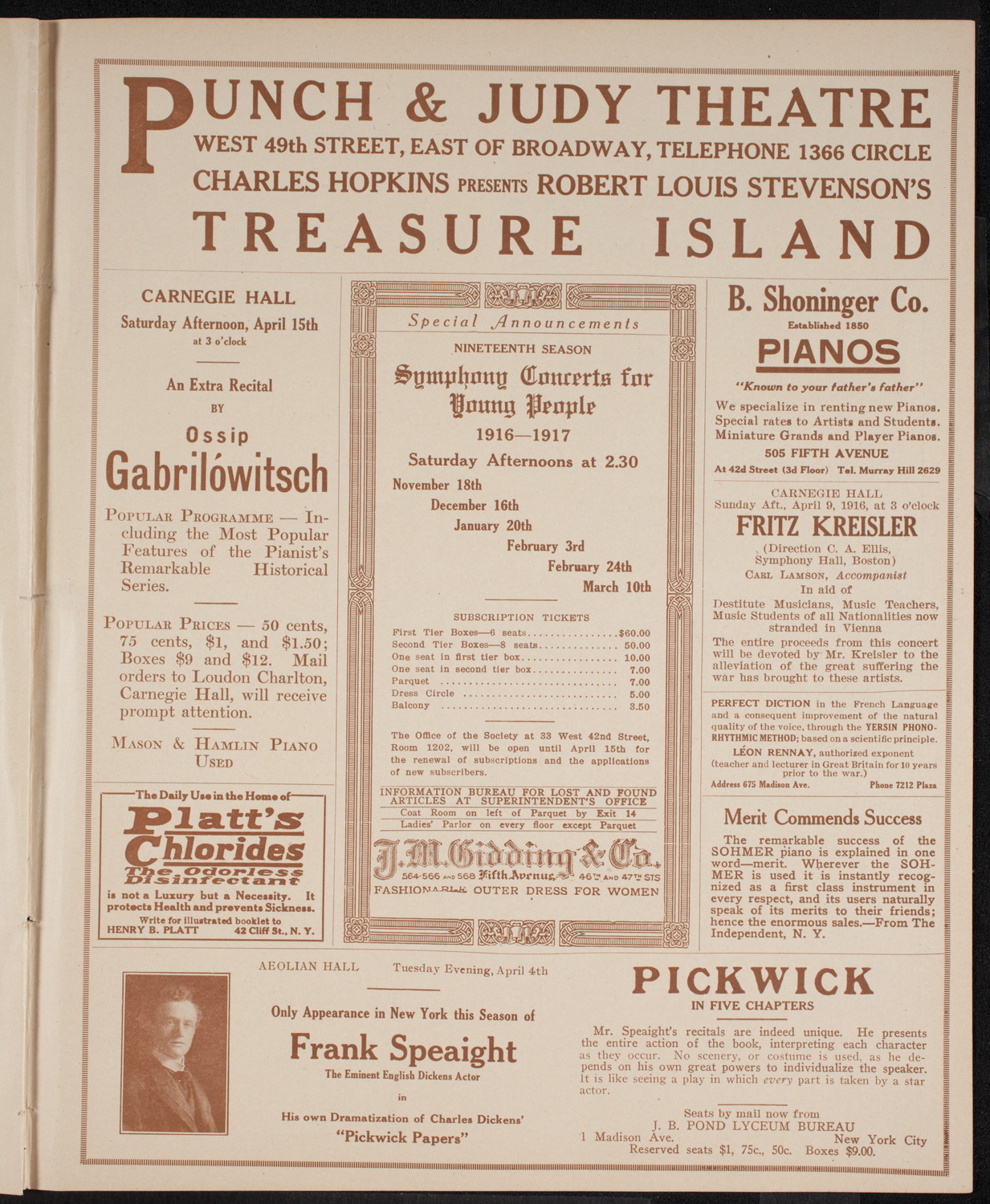 Ignacy Jan Paderewski, Piano, March 25, 1916, program page 9