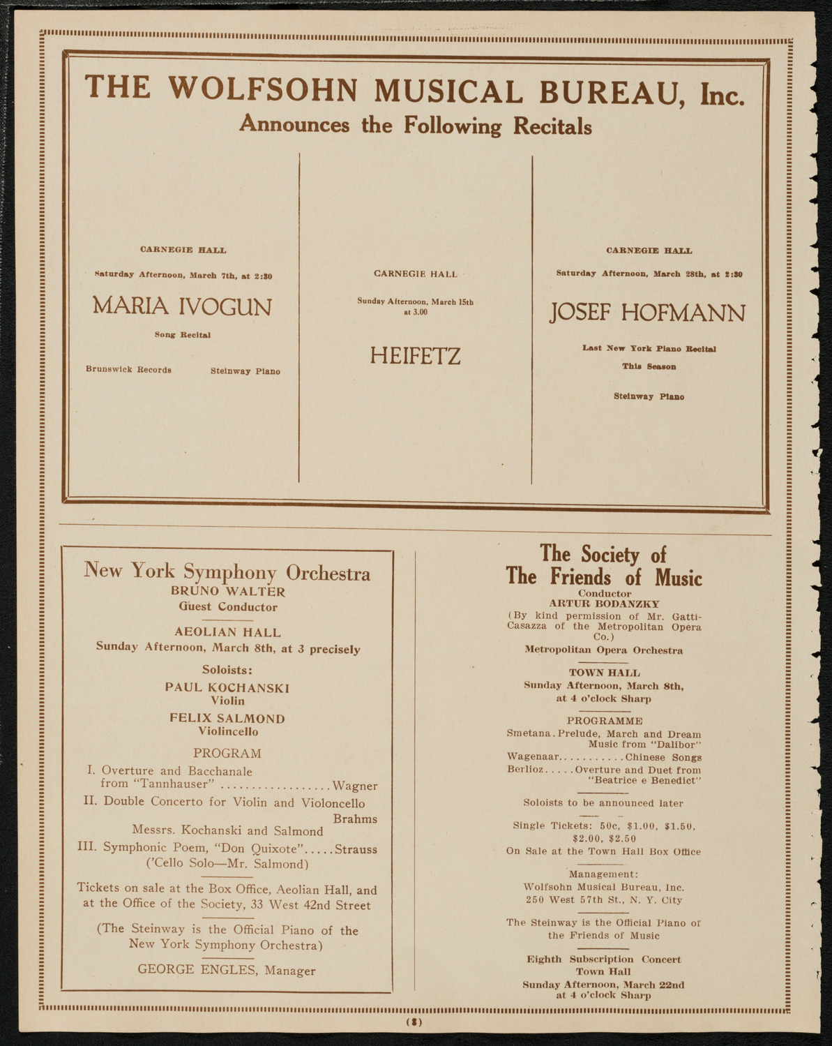 New York Symphony Orchestra, March 6, 1925, program page 8