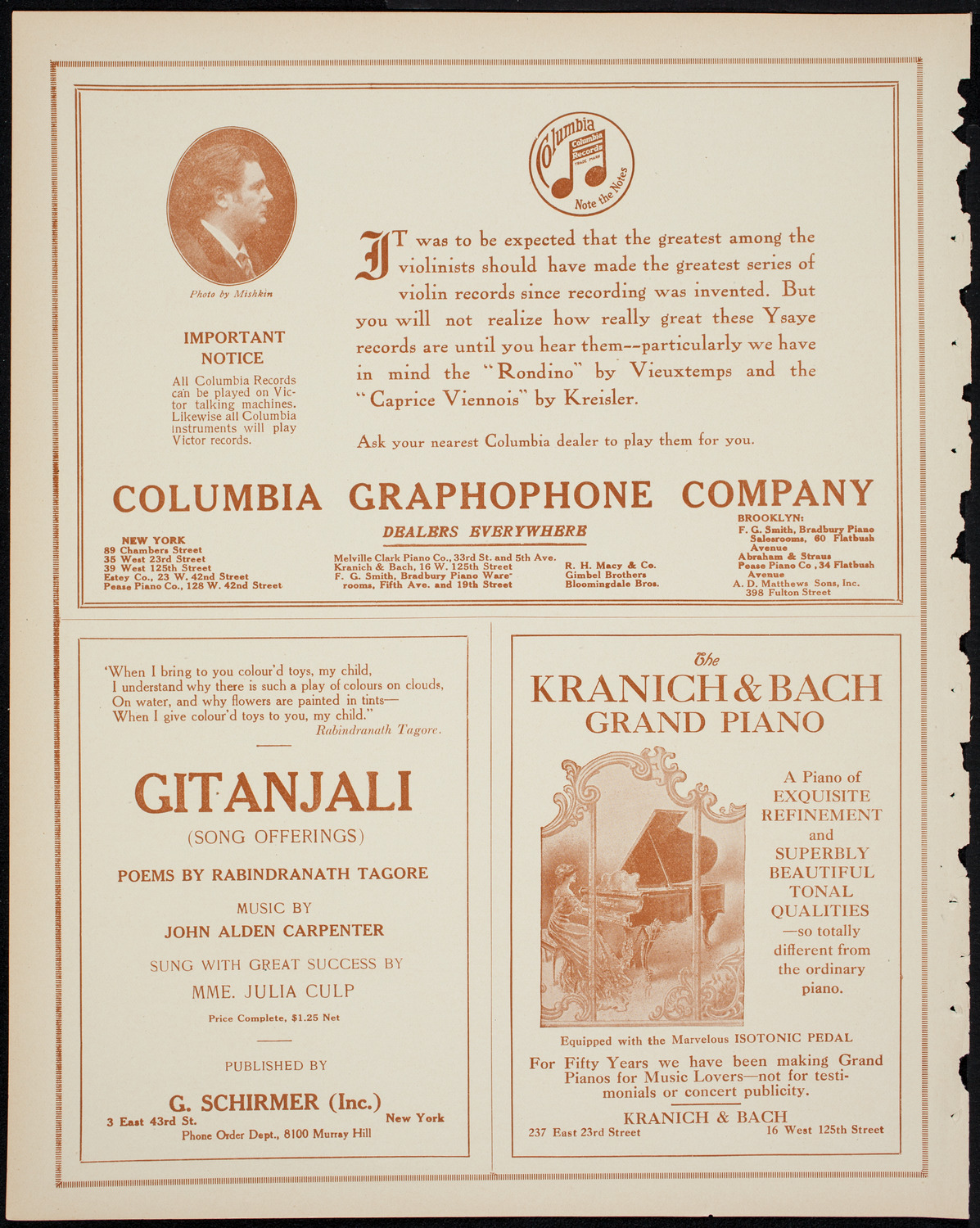 Jan Kubelik, Violin, with Orchestra, March 21, 1914, program page 6