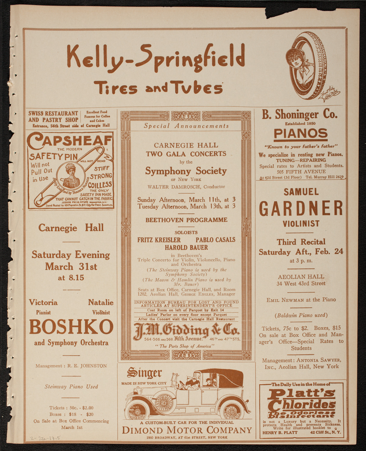 New York Symphony Orchestra, February 22, 1917, program page 9