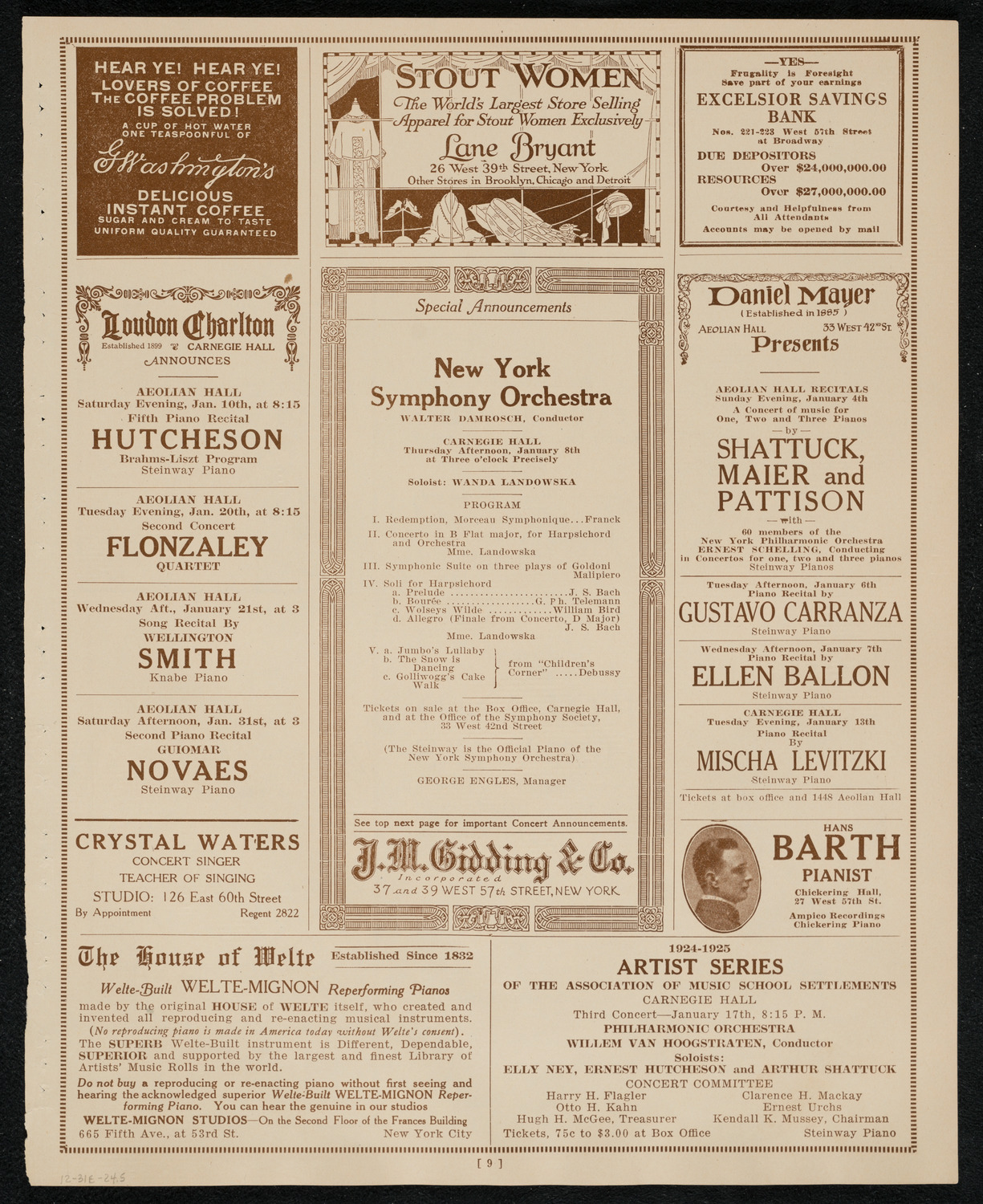 New York Philharmonic Students' Concert, December 31, 1924, program page 9