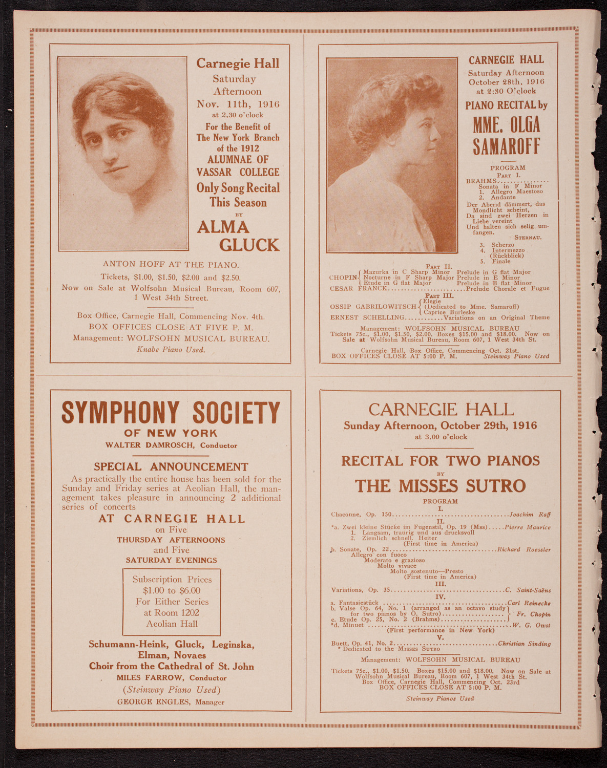 People's Symphony Concert, October 22, 1916, program page 8