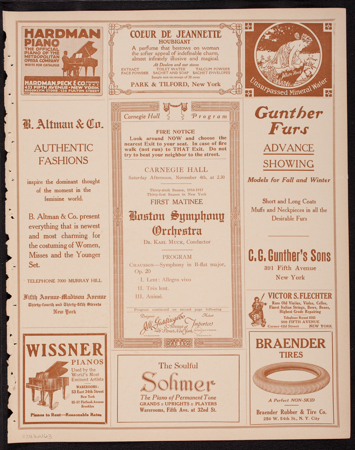 Boston Symphony Orchestra, November 4, 1916, program page 5