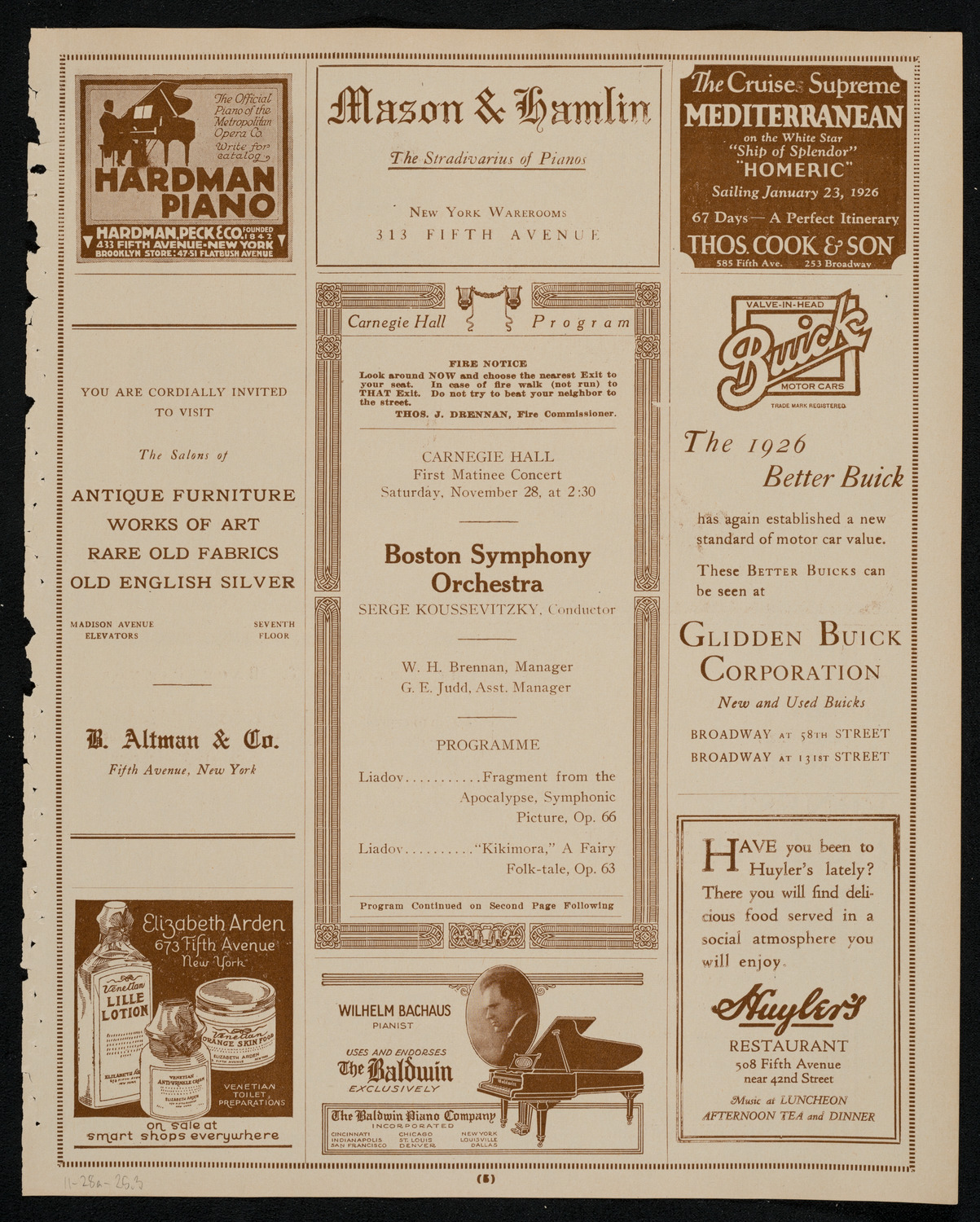 Boston Symphony Orchestra, November 28, 1925, program page 5