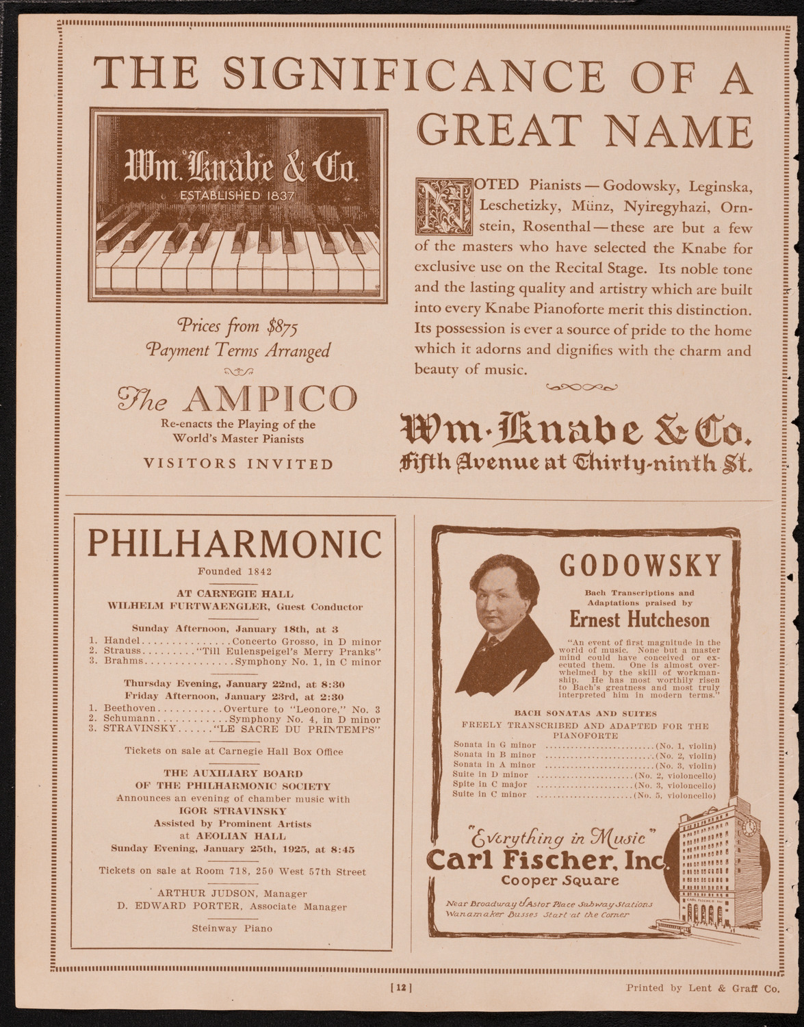 New York Philharmonic, January 17, 1925, program page 12