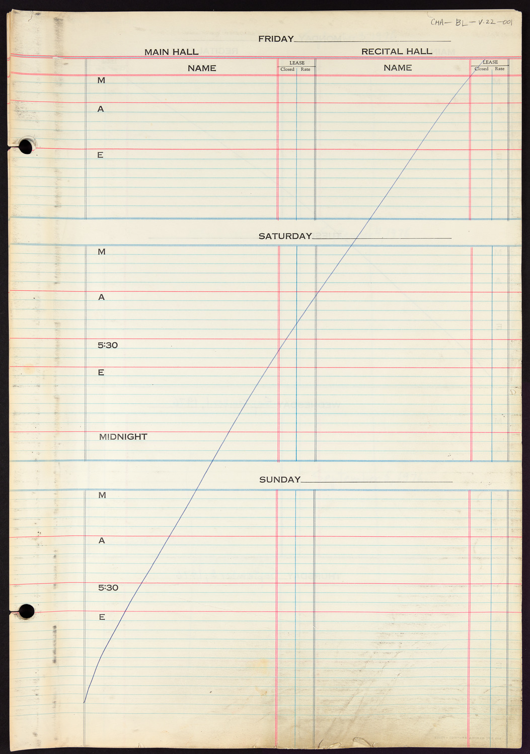 Carnegie Hall Booking Ledger, volume 22, page 1