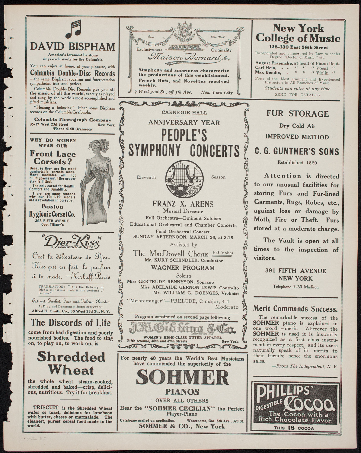 People's Symphony Concert, March 26, 1911, program page 5