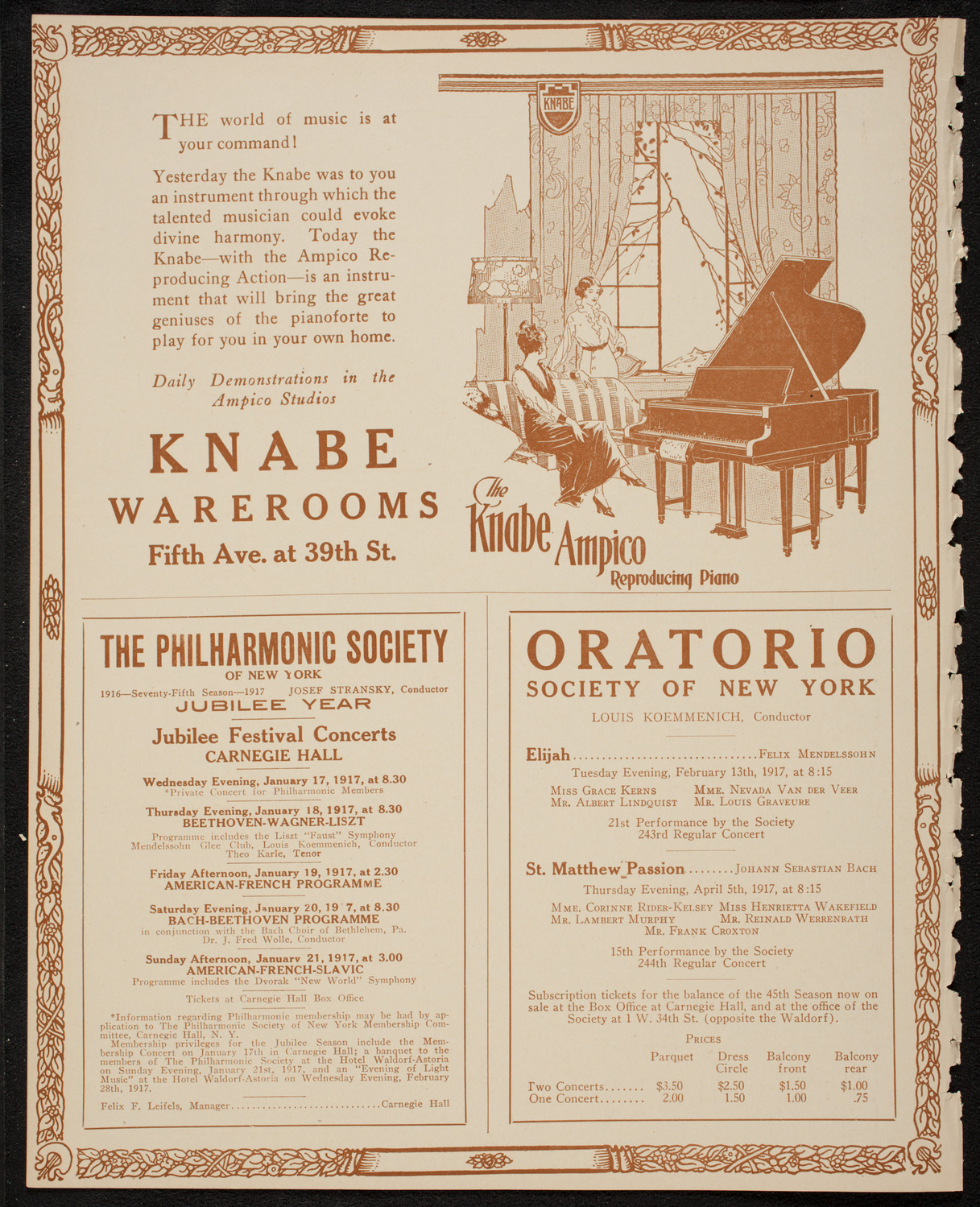 New York Philharmonic, January 11, 1917, program page 12