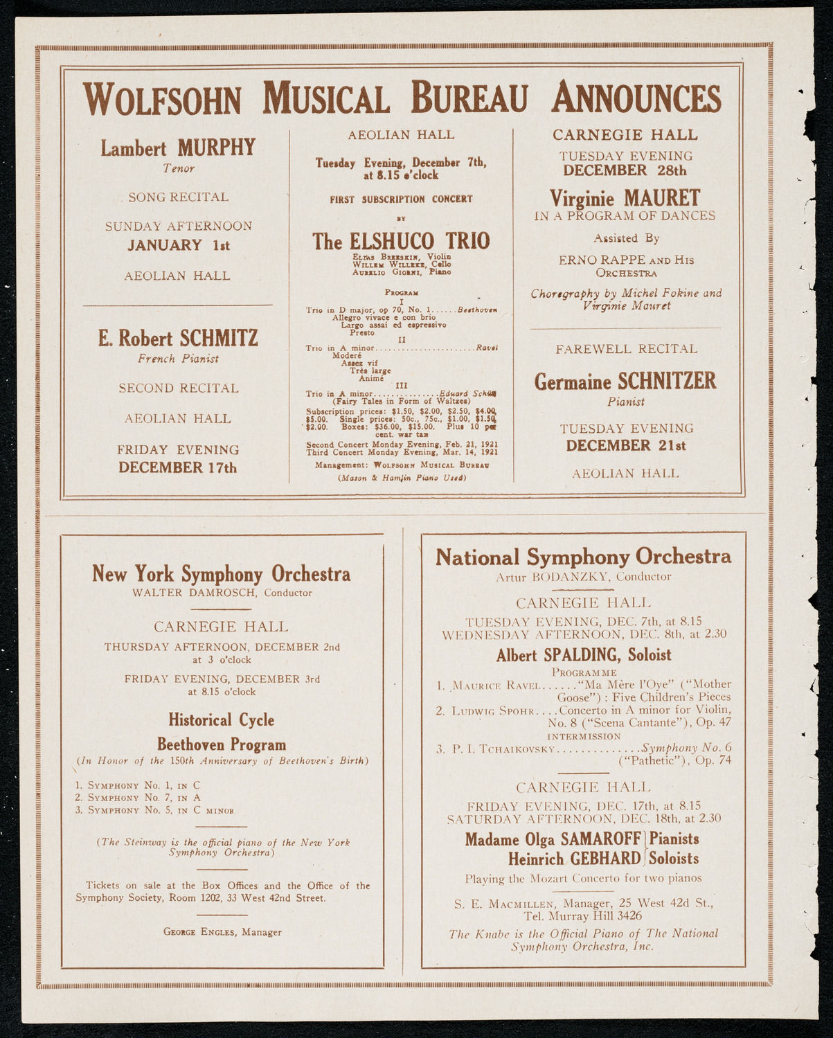 Festival of Jewish Music featuring Joseph Rosenblatt and Zimro, December 1, 1920, program page 8