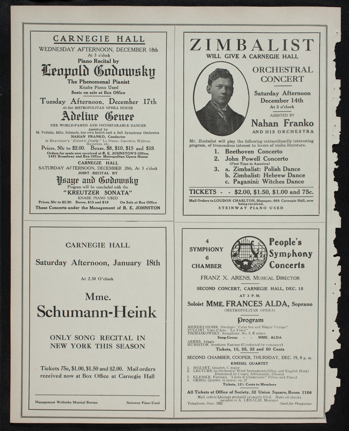 New York Philharmonic, December 12, 1912, program page 10