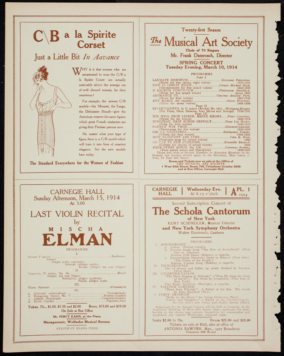 New York Philharmonic, March 6, 1914, program page 8