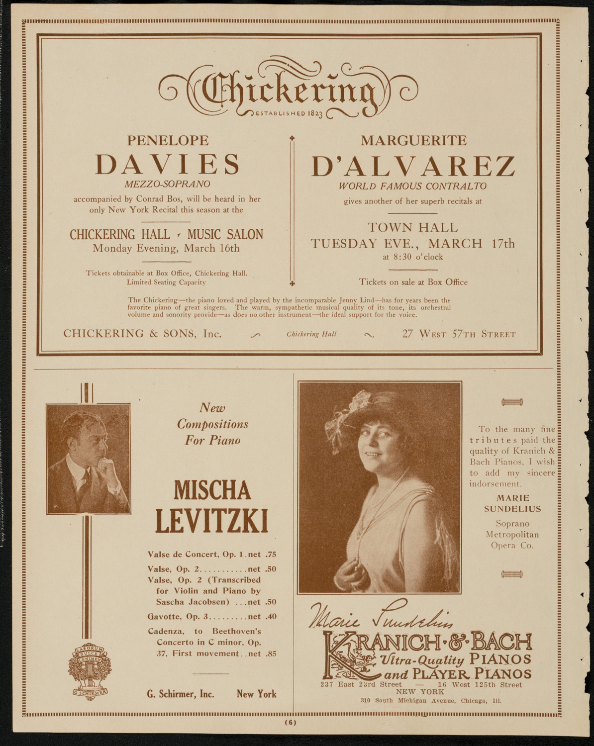 Mischa Levitzki, Piano, March 14, 1925, program page 6