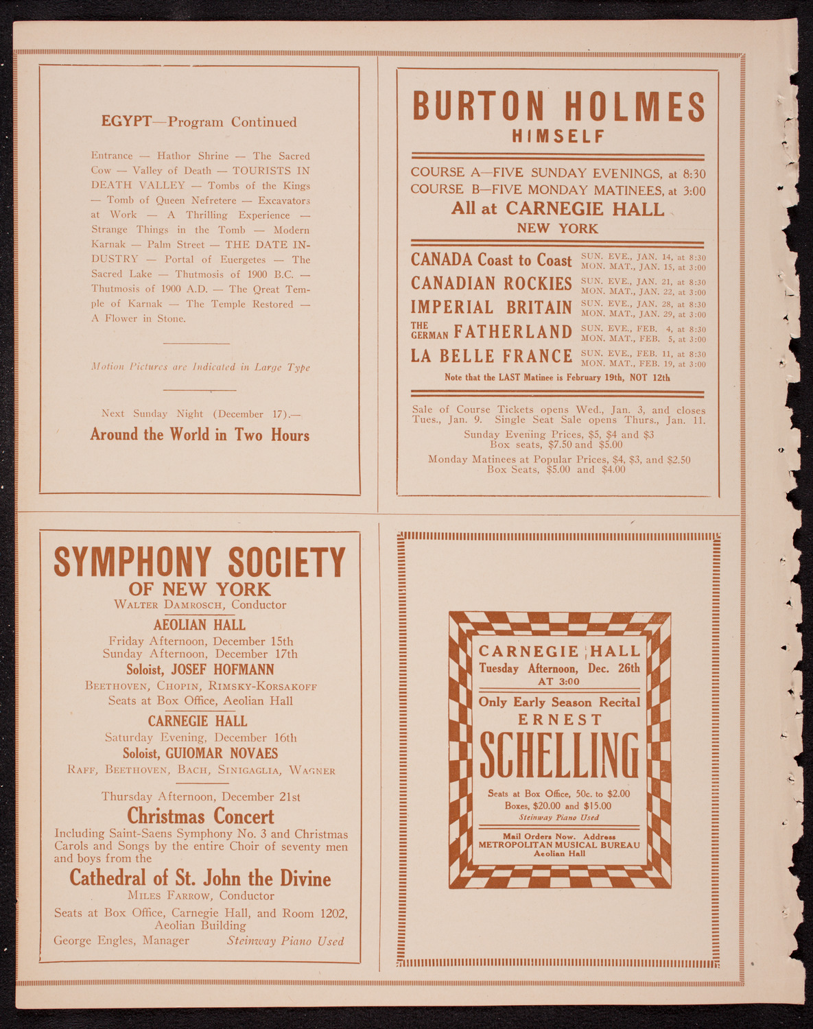 Elmendorf Lecture: Egypt, December 10, 1916, program page 8