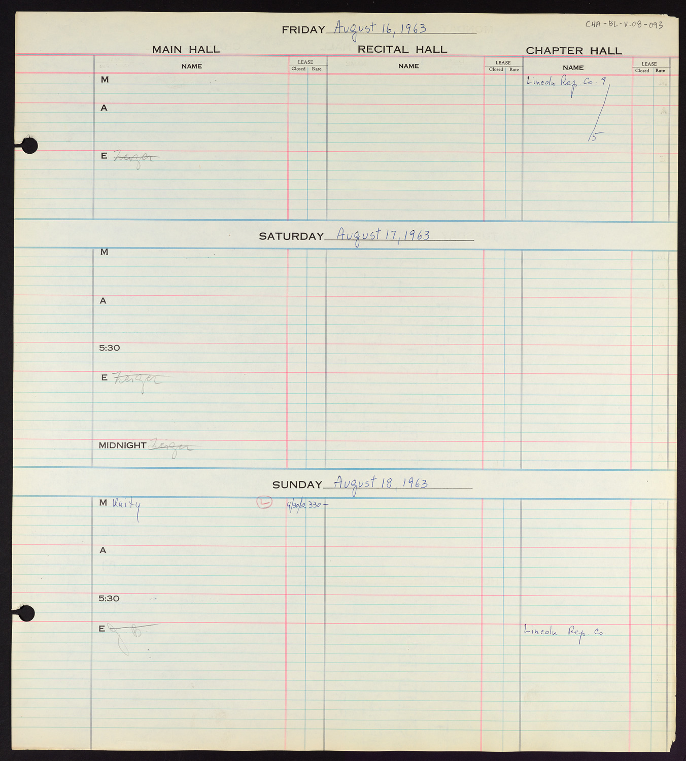 Carnegie Hall Booking Ledger, volume 8, page 93