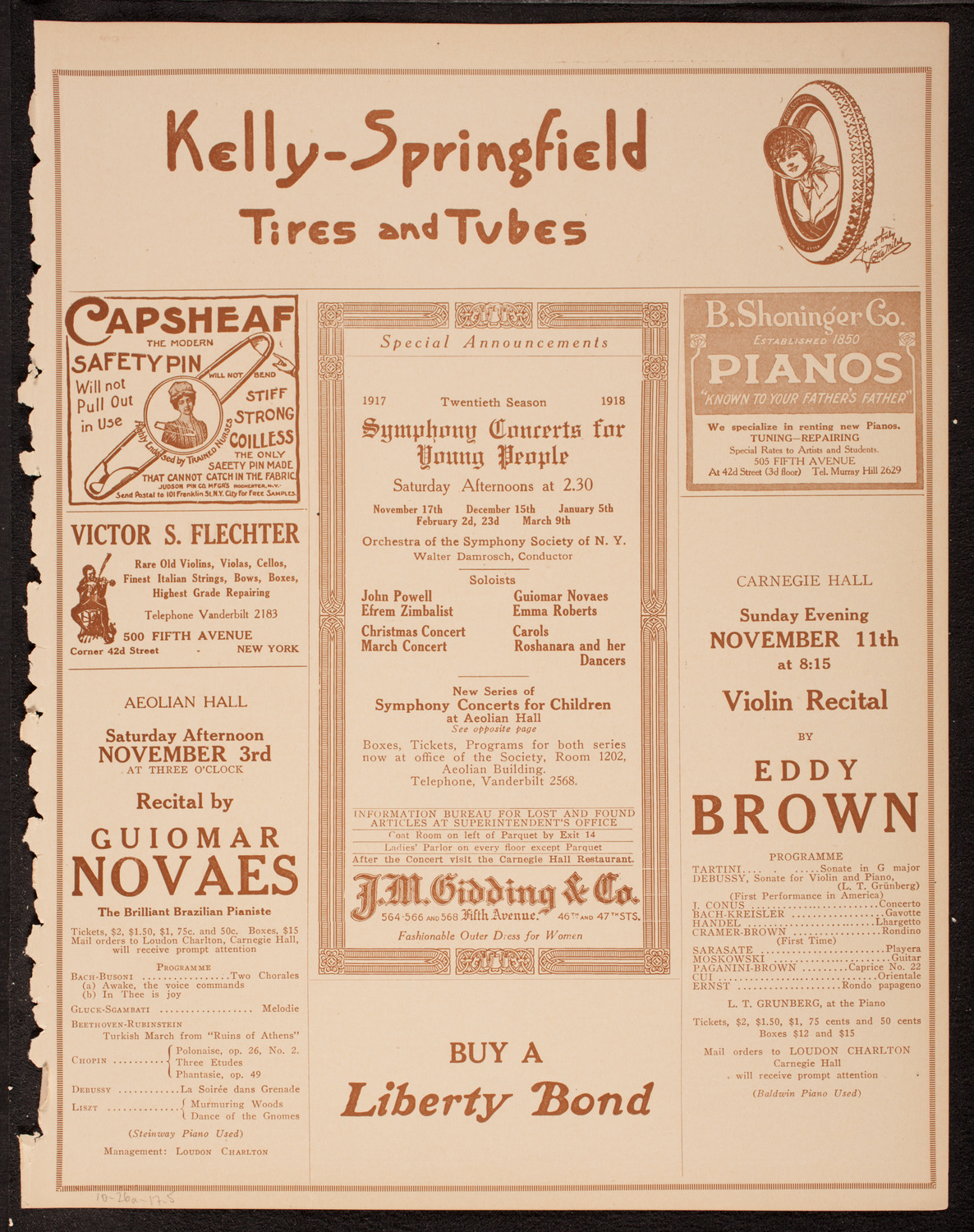New York Philharmonic, October 26, 1917, program page 9