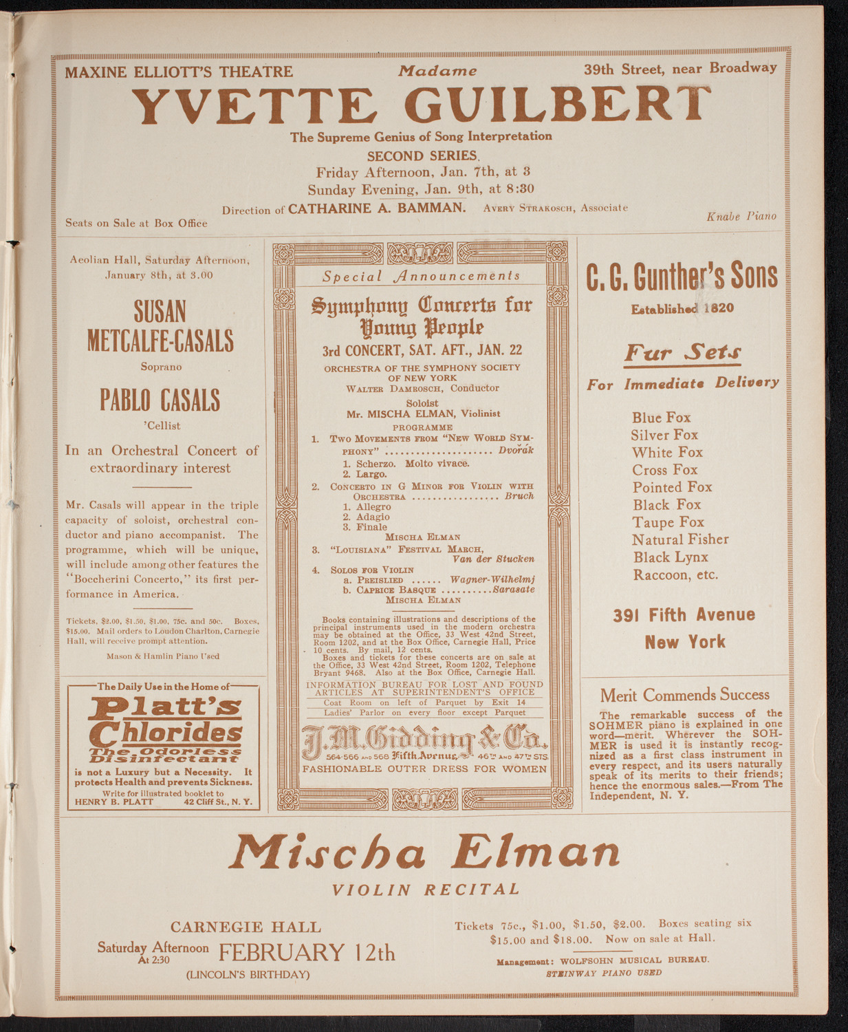 New York Philharmonic, January 7, 1916, program page 9