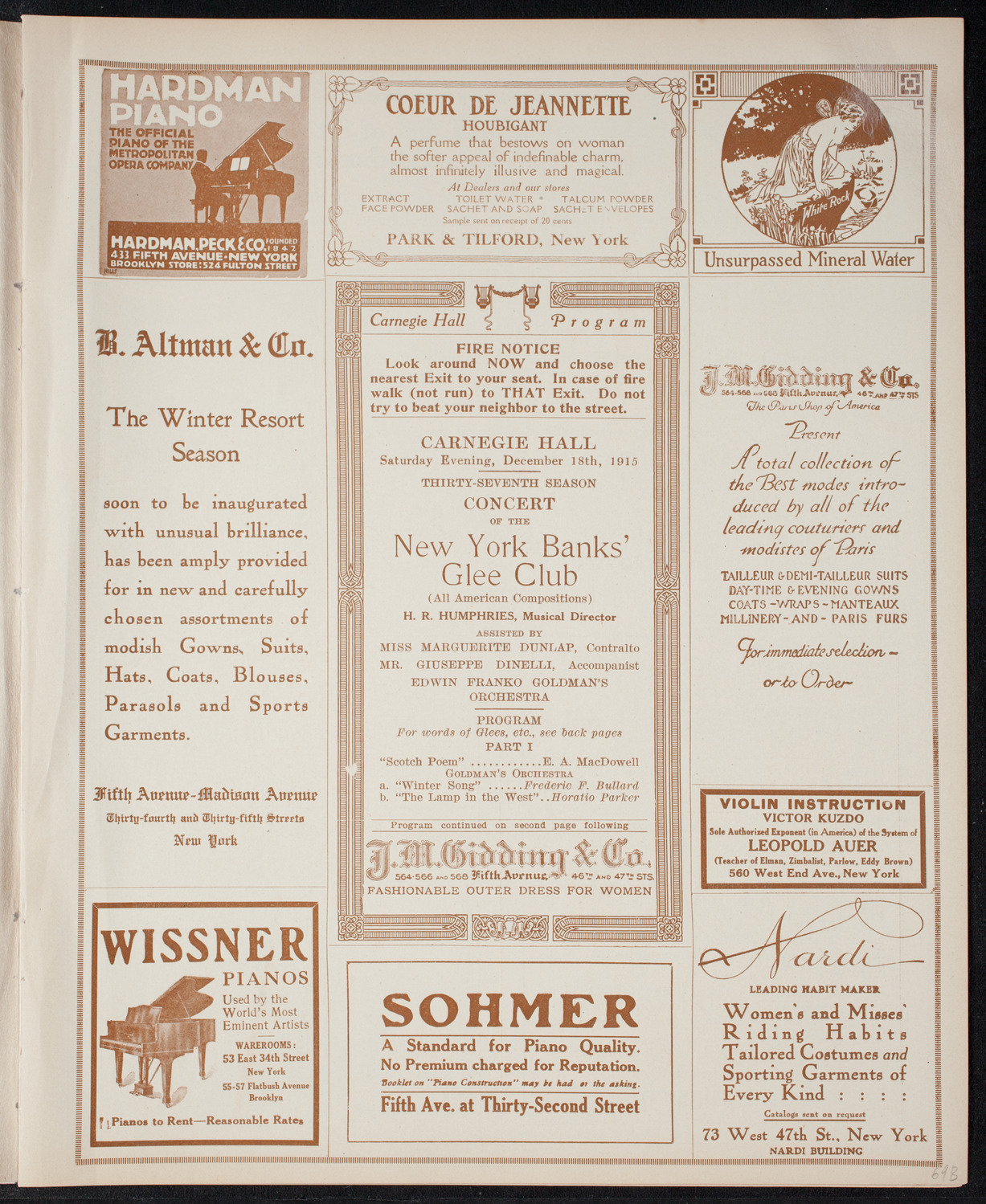 New York Banks' Glee Club, December 18, 1915, program page 5
