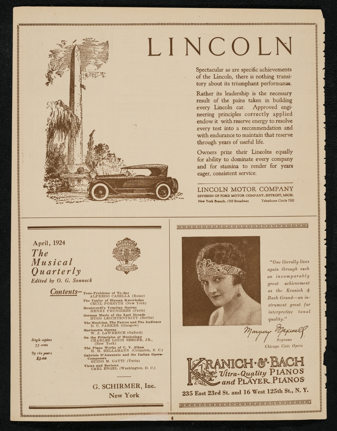 Hipolito Lazaro, Tenor, June 25, 1924, program page 6