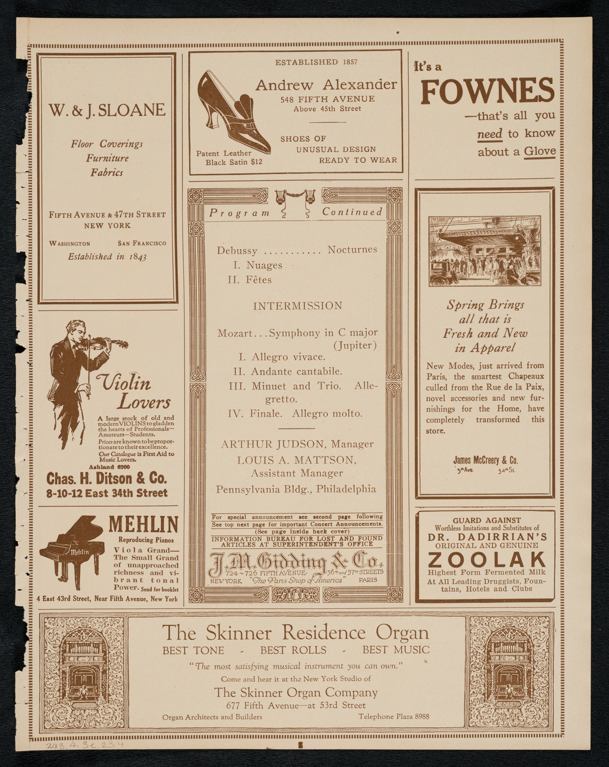 Philadelphia Orchestra, April 3, 1923, program page 7