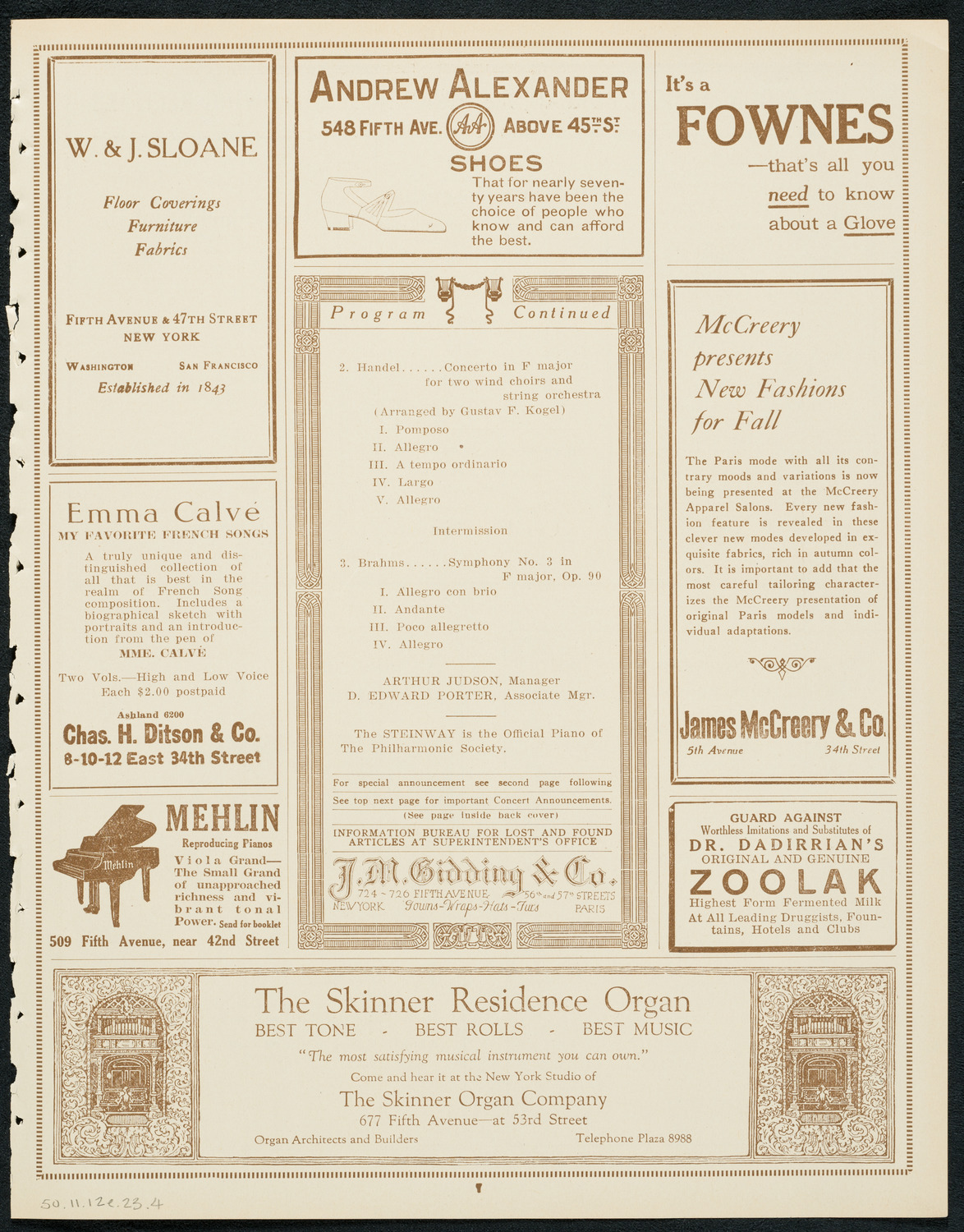 New York Philharmonic Students' Concert, November 12, 1923, program page 7