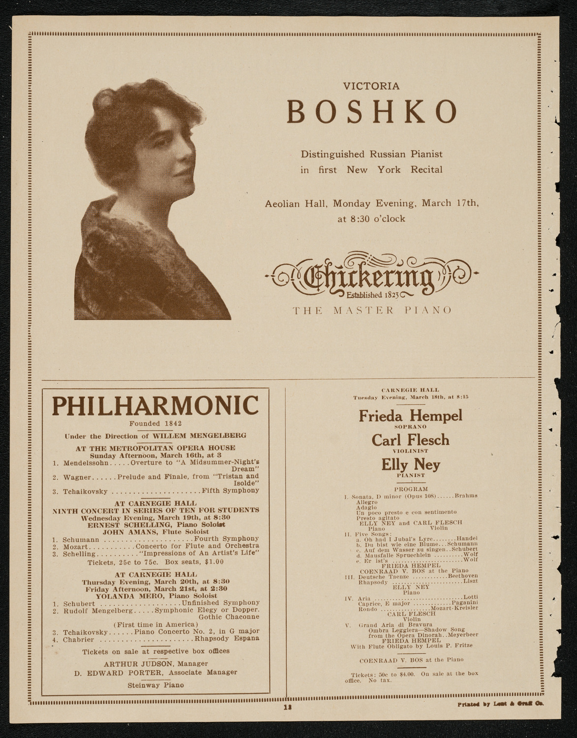 Michel Hoffman, Violin, March 14, 1924, program page 12